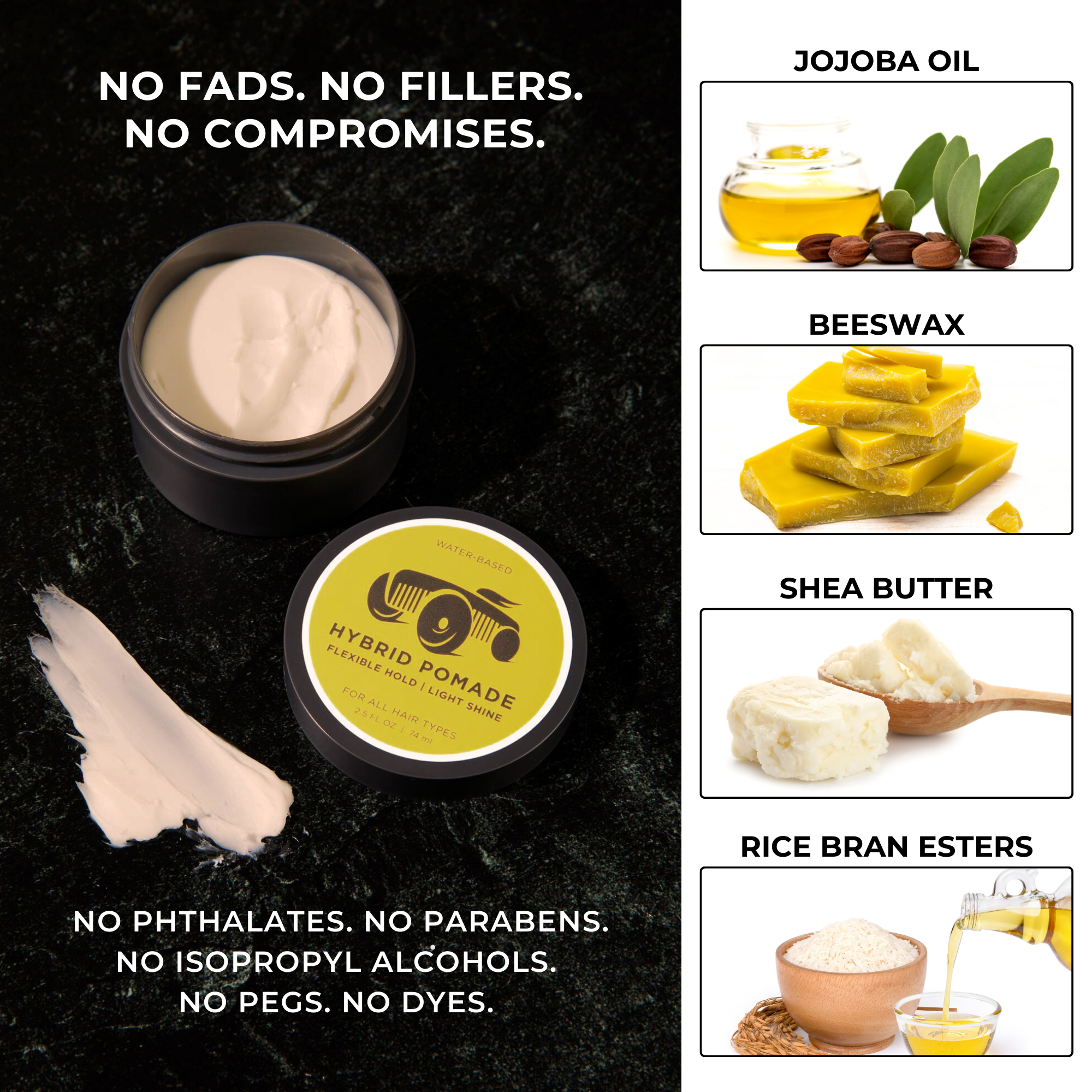 Brightside Hybrid Pomade Clean Ingredients