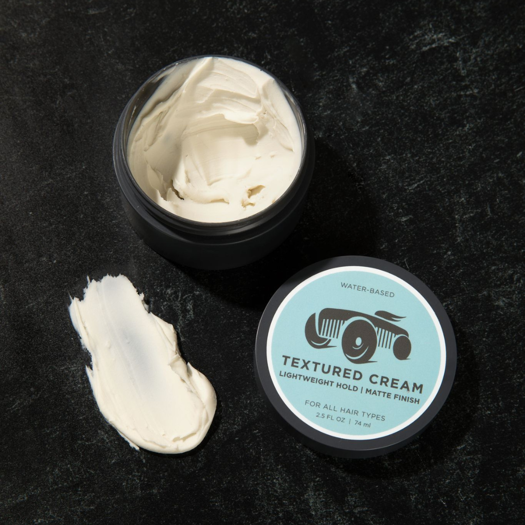 Open jar of Brightside Texture Cream hair styling product